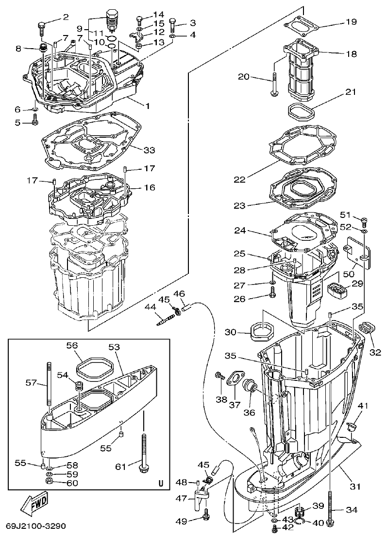 Yamaha A1 UPPER CASING parts diagram